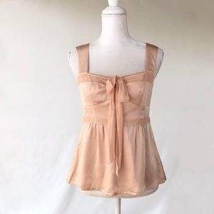 Nanette Lepore silk pink 8 tank top camisole bow